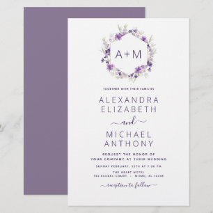 Haushaltsmonogramm floral Dusty Lila Hochzeit
