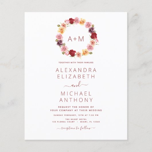 Haushaltsmonogramm Floral Dusty Rose Rosa Hochzeit (Vorderseite)