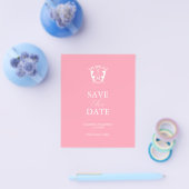 Haushaltsmonogramm Save the Date rosa Flyer (Einzeln)