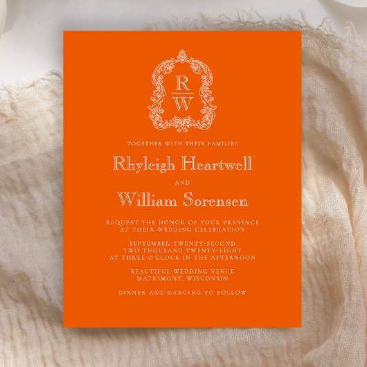 Haushaltsmonogramm Wappen Persimmon Hochzeit Einla