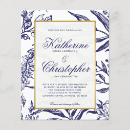 HAUSHALTSNavy Blue Gold Botanical Foto Hochzeit