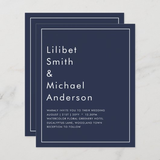 HAUSHALTSNavy Blue Monochrome WEDING (Vorne/Hinten)