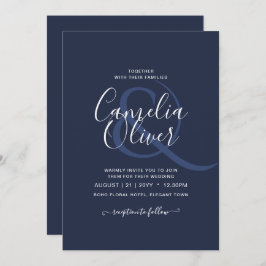 HAUSHALTSNavy Blue Monochrome WEDING Einladung