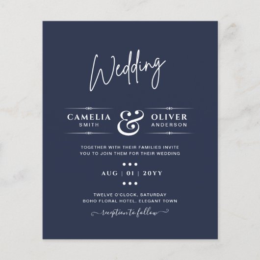 HAUSHALTSNavy Blue Monochrome WEDING Flyer (Vorne)
