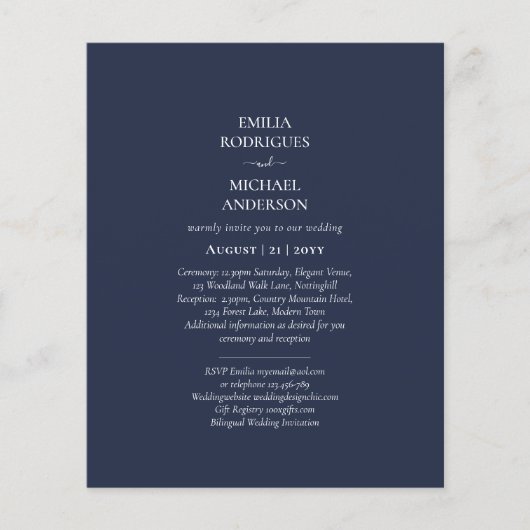 HAUSHALTSNavy Blue Monochrome WEDING Flyer (Vorne)