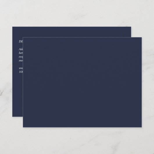 HAUSHALTSNavy Blue Monochrome WEDING Postkarte (Vorne/Hinten)