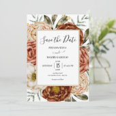 Haushaltsneutrale Boho terracotta Save the Date Einladung (Stehend Vorderseite)