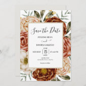 Haushaltsneutrale Boho terracotta Save the Date Einladung (Vorne/Hinten)