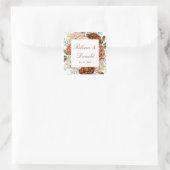 Haushaltsneutraler Boho Floral Terracotta Quadratischer Aufkleber (Tasche)