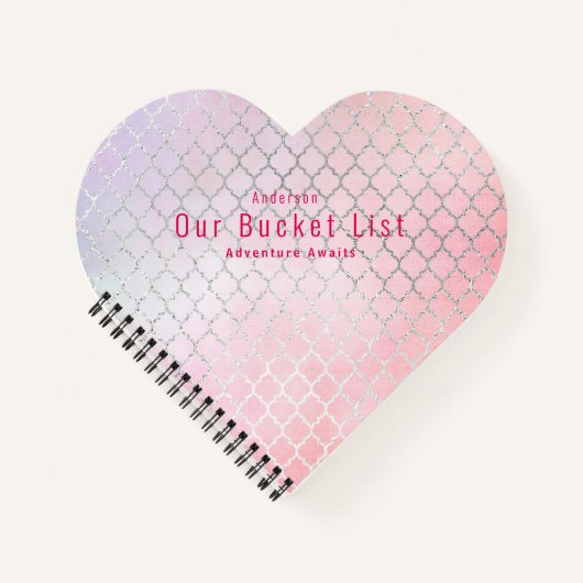 Haushaltspaare Pink BUCKET LIST Keepake Geschenk Notizblock (Vorderseite)
