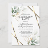 HAUSHALTSPARTEI Blätter Gold-Aquarellfarben-ENGAGE Einladung (Vorderseite)