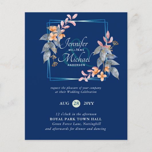 HAUSHALTSPARTENBlätter Hochzeit im Herbst lädt Aqu (Vorderseite)