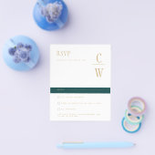 HAUSHALTSPfau AQUAMARIN grünes Gold Hochzeit RSVP Flyer (Einzeln)