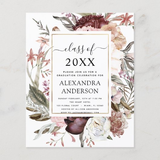 Haushaltsplan 2022 Abschluss Boho Dusty Pink Burgu Flyer (Vorne)