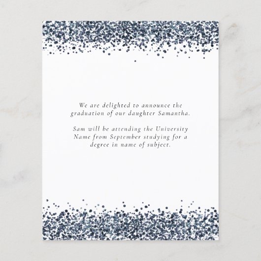 Haushaltsplan 2024 Abschluss Blue Glitzer Ankündig (Rückseite)