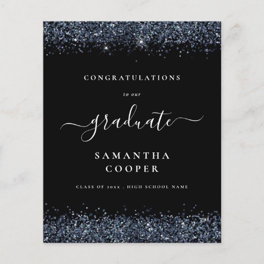 Haushaltsplan 2024 Abschluss Blue Glitzer Black An (Vorderseite)