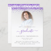 Haushaltsplan 2024 Grad Foto Lila Glitzer Einladun (Vorne/Hinten)