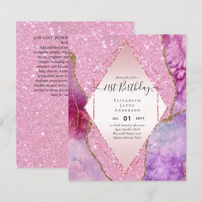 HAUSHALTSPLAN 21. Geburtstag Glittery AGATE Sparkl (Vorne/Hinten)