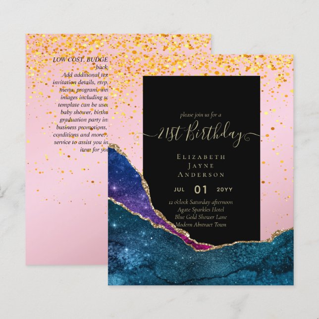 HAUSHALTSPLAN 21. Geburtstag Glittery AGATE Sparkl (Vorne/Hinten)