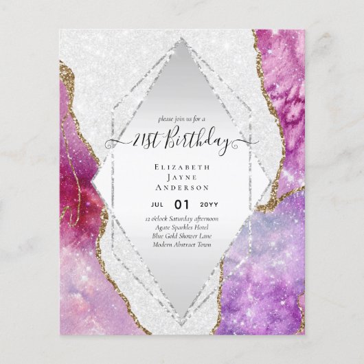 HAUSHALTSPLAN 21. Geburtstag Glittery AGATE Sparkl Flyer (Vorne)