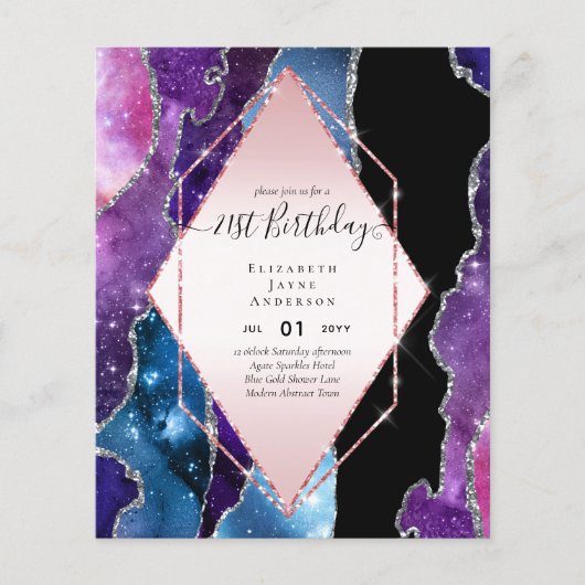 HAUSHALTSPLAN 21. Geburtstag Glittery AGATE Sparkl Flyer (Vorne)