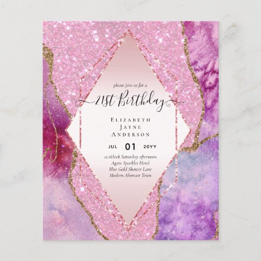 HAUSHALTSPLAN 21. Geburtstag Glittery AGATE Sparkl Flyer (Vorne)