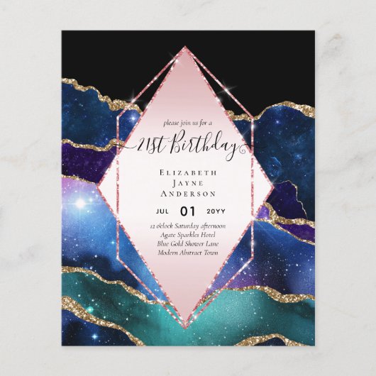 HAUSHALTSPLAN 21. Geburtstag Glittery AGATE Sparkl Flyer (Vorne)