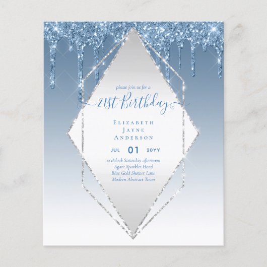 HAUSHALTSPLAN 21. Geburtstags Dripping Glitzer Gla Flyer (Vorne)