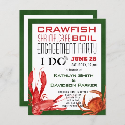 HAUSHALTSPLAN 4 Foto Verlobung Party Einladung (Vorne/Hinten)