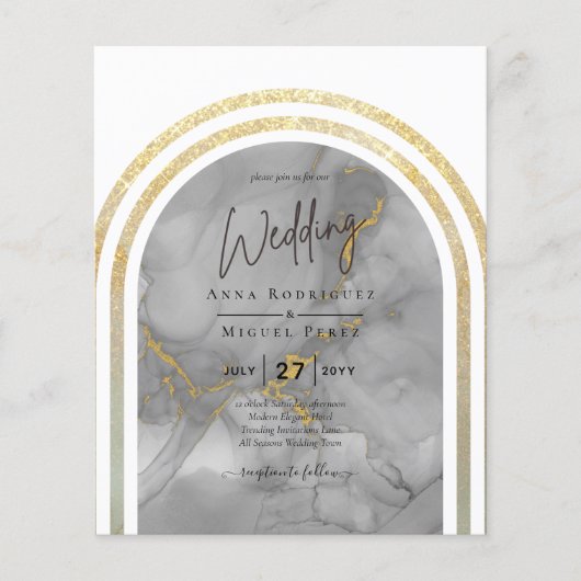 HAUSHALTSPLAN All-in-1 Gray Gold Arch Modern Weddi Flyer (Vorne)