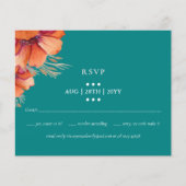 HAUSHALTSPLAN Aquamarin Orange Floral Wedding RSVP (Vorderseite)