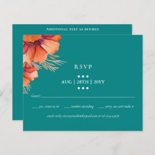 HAUSHALTSPLAN Aquamarin Orange Floral Wedding RSVP