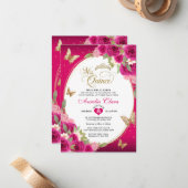 HAUSHALTSPLAN Floral Pink Gold Schmetterling Mis Q Mitteilungskarte (Vorderseite/Rückseite Beispiel)