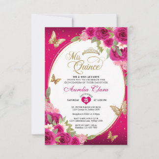 HAUSHALTSPLAN Floral Pink Gold Schmetterling Mis Q Mitteilungskarte