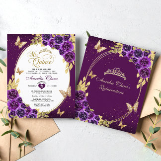 HAUSHALTSPLAN Lila Gold Tiara Mis Quinceanera