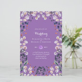 HAUSHALTSPLAN Lila Lavendel Blätter Hochzeit Einla (Stehend Vorderseite)