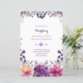 HAUSHALTSPLAN Lila Lavendel Blätter Hochzeit Einla (Stehend Vorderseite)