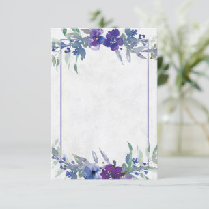 Haushaltsplan Lila und blaue florale Hochzeit Invi Einladung