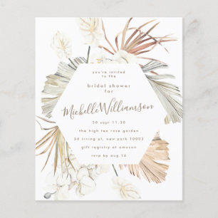 Haushaltsplan   Pampas Boho Wüste Wedding Brautpar Flyer