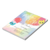 HAUSHALTSPLAN-Pop über die Einladung zum Geburtsta Notizblock (Rotiert)