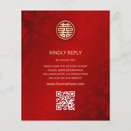Haushaltsplan | QR-Code | Chinesische Hochzeit mit (Rückseite)