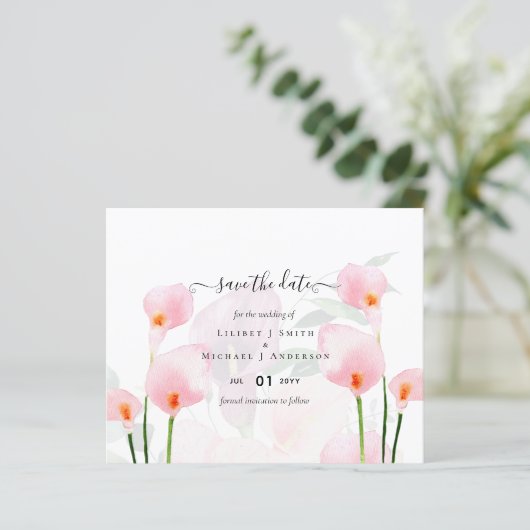 HAUSHALTSPLAN Rosa Calla Lily Wedding Rett Date QR (Stehend Vorderseite)