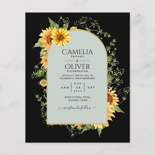 HAUSHALTSPLAN - Rustikale Sonnenblumen Grüne Hochz Flyer (Vorne)