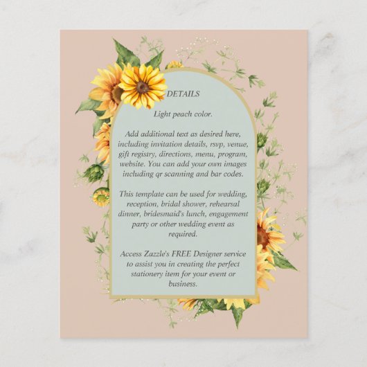 HAUSHALTSPLAN - Rustikale Sonnenblumen Grüne Hochz Flyer (Hinten)