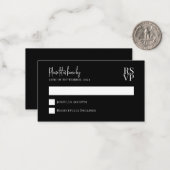 HAUSHALTSPLAN Schwarz-Weiß-Hochzeit-RSVP Mitteilungskarte (Vorderseite/Rückseite Beispiel)