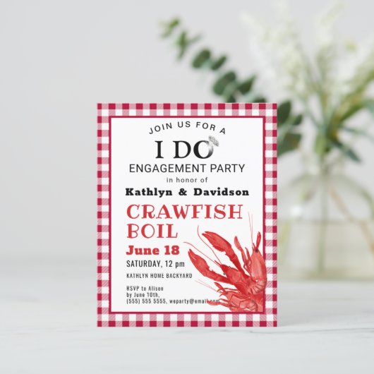 HAUSHALTSPLAN Verlobung Katzenfisch Party Einladun (Stehend Vorderseite)