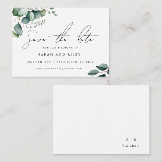 HAUSHALTSPOLITIK-Hochzeit retten Datum der Einladu Mitteilungskarte (Vorne/Hinten)