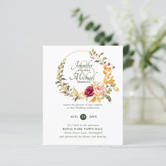 HAUSHALTSPOLITIK Peach Floral Wedding Einladungen (Stehend Vorderseite)