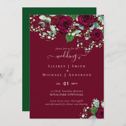 HAUSHALTSPOLITISCHE Rote Rosen Gypsophila WEDING (Vorne/Hinten)