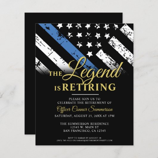 Haushaltspolizei - Blaue Party Einladung für das R (Vorne/Hinten)